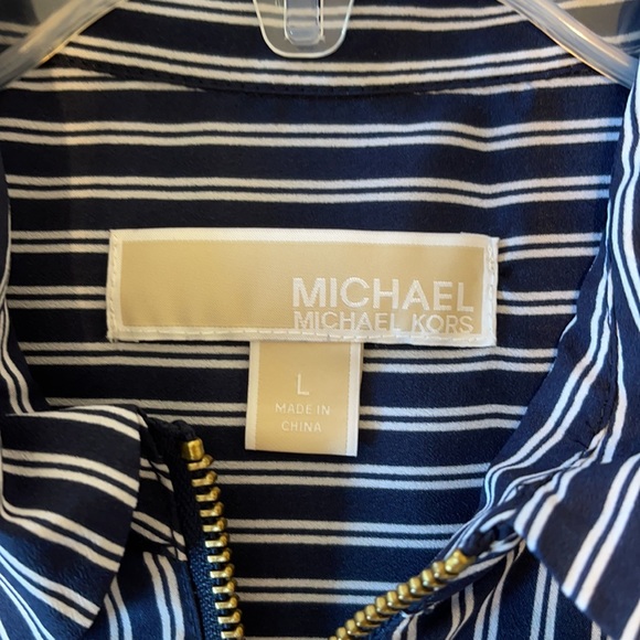 MICHAEL by Michael Kors Navy/White Blouse Size L - Picture 4 of 5